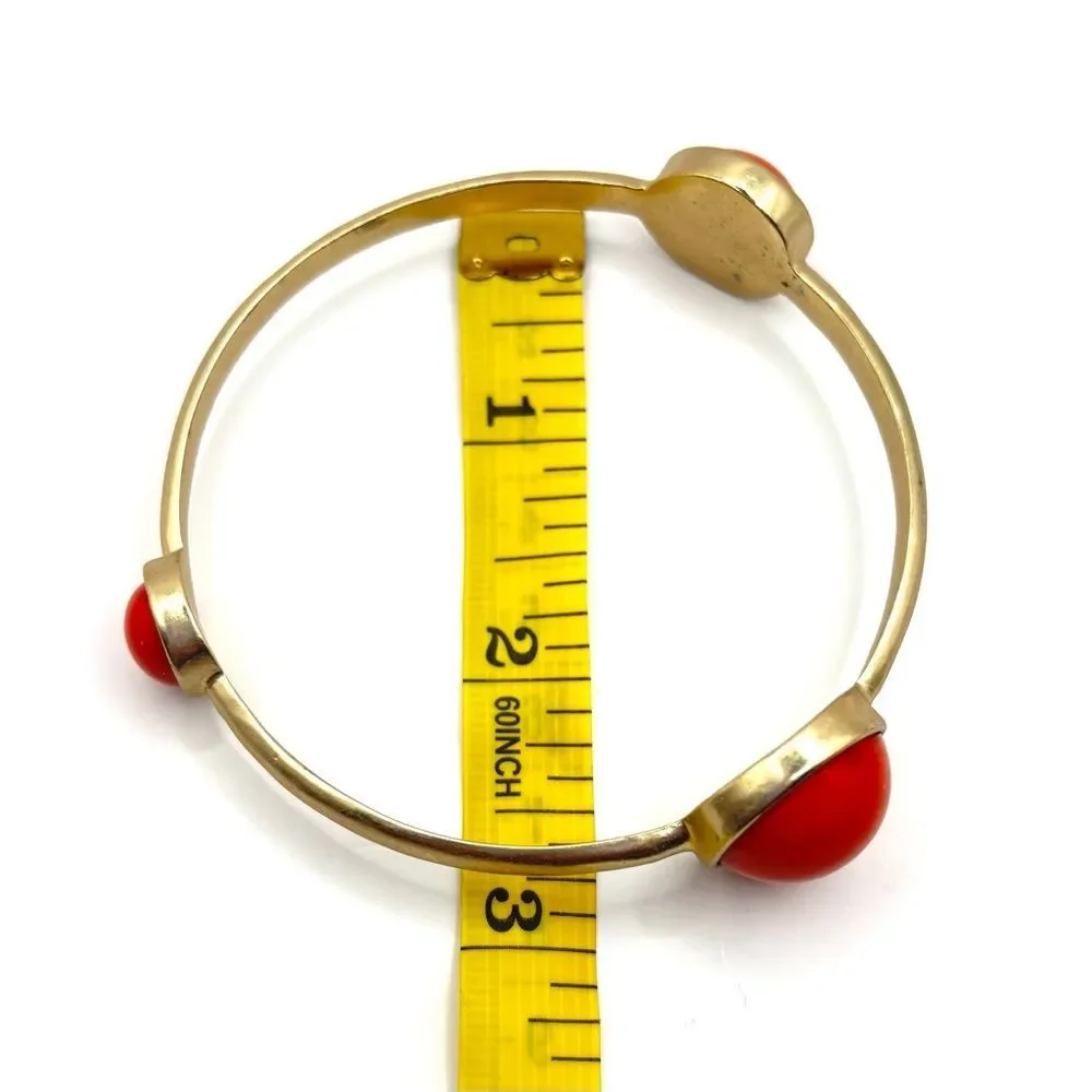 Maximalist Statement Gold and Red Beaded Bracelet Set of 3
